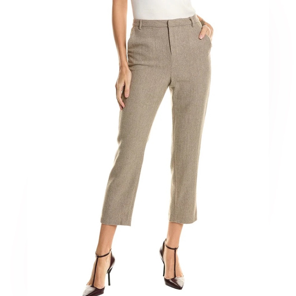NWT L’AGENCE Ludivine Wool Blend Trouser in Beige/Tan Herringbone - 6